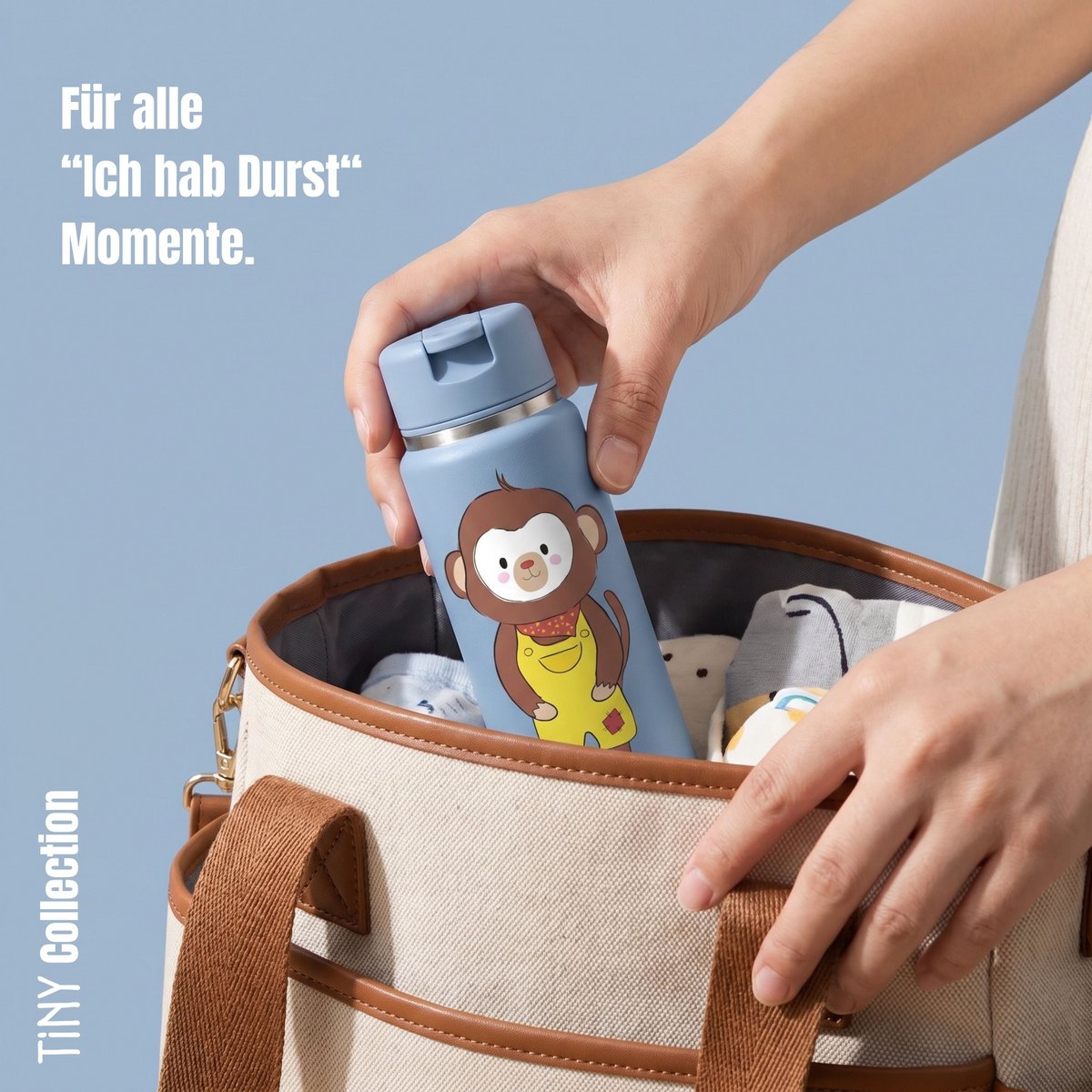 TINY Thermo kinderdrinkfles RVS - aap