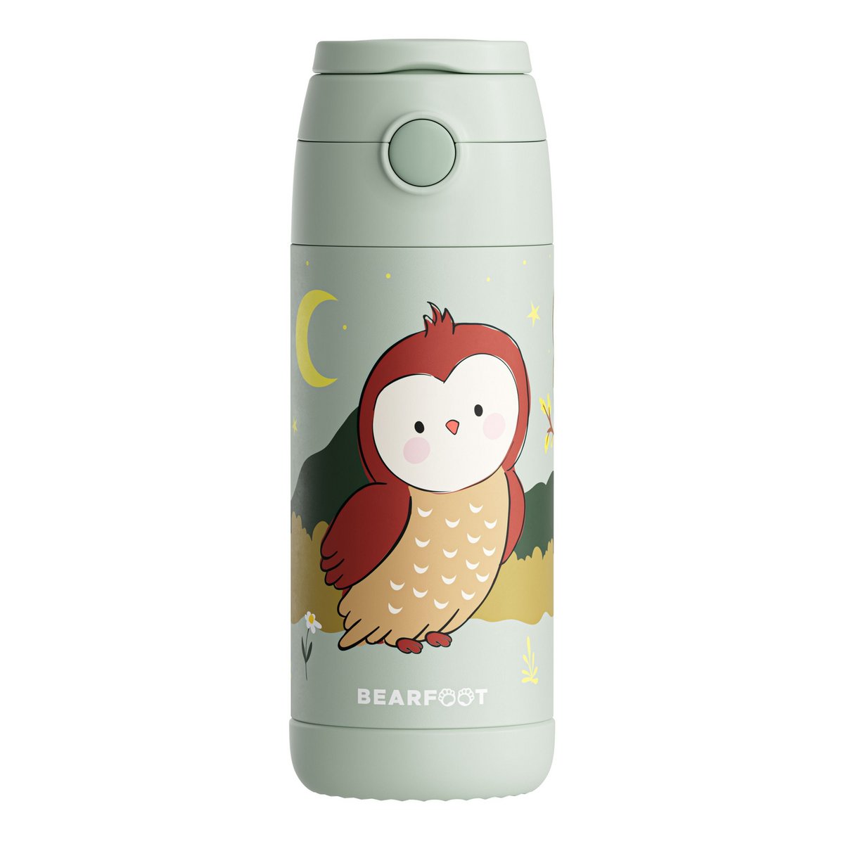 Thermo kinderdrinkfles RVS - uilgroen