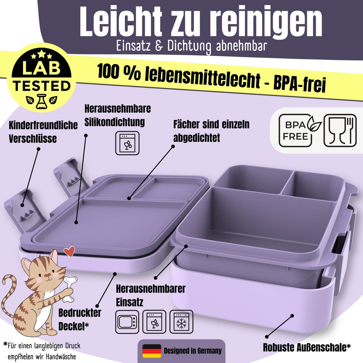 Leaf kan met ventilatoren, licht en lek -proof - paars