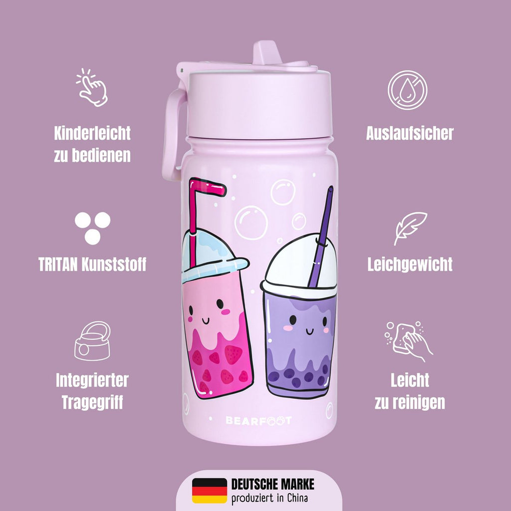 Thermo kinderdrinkfles RVS - BubbleTea paars