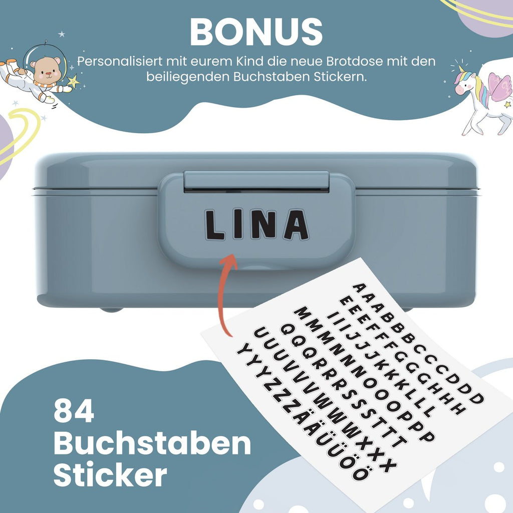 Kinderlunchbox met vakken, licht en lekvrij - blauw