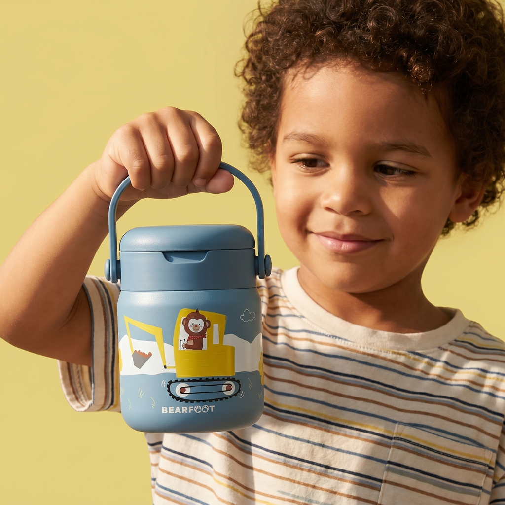 Thermoscontainer kinder RVS - graafmachine blauw