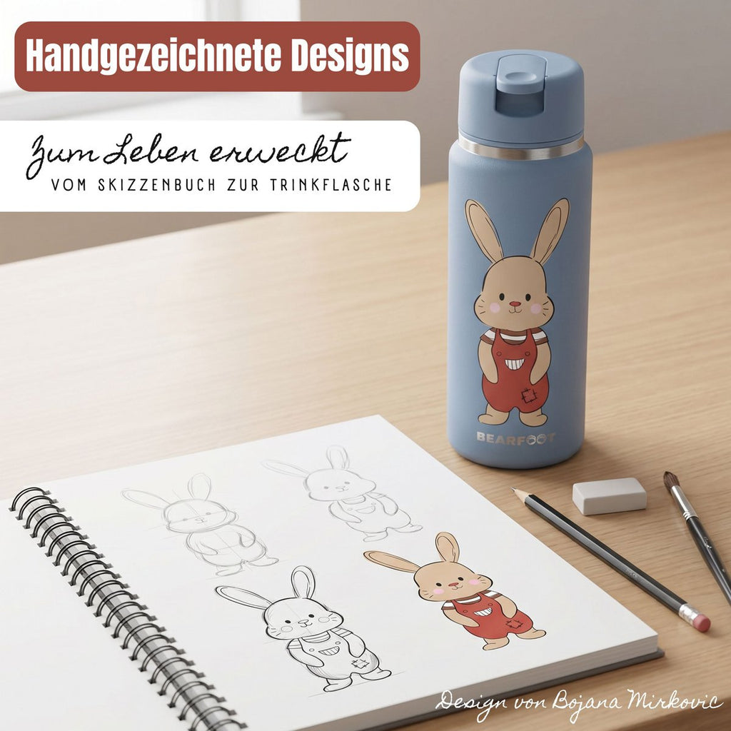 TINY Thermo kinderdrinkfles RVS - konijn