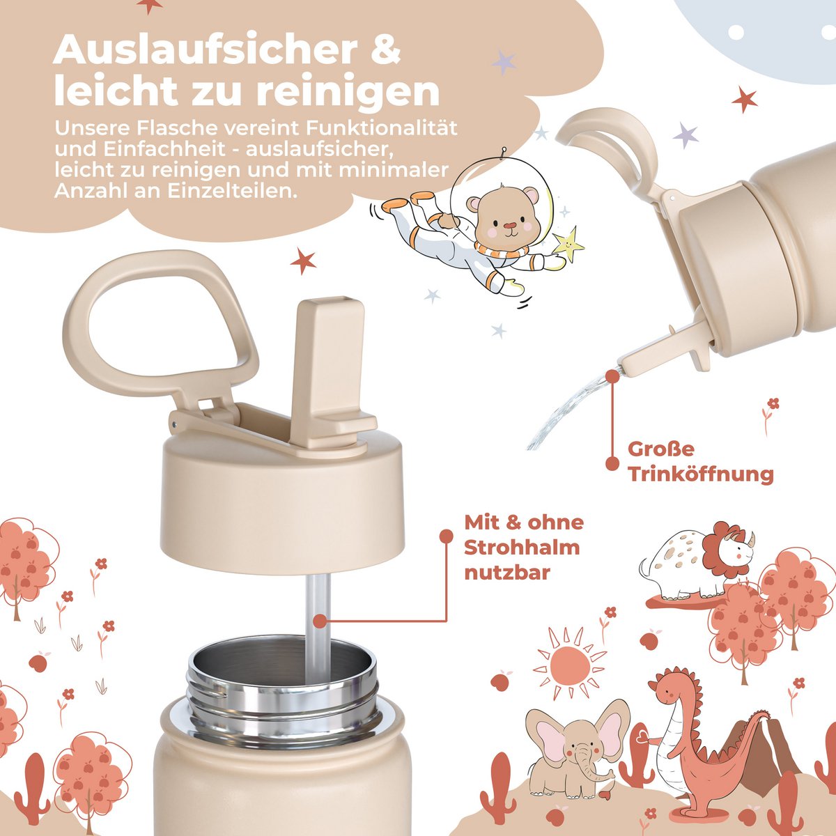 Thermo kinderdrinkfles RVS - ambulance bruin