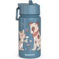 Thermo kinderdrinkfles RVS - hond & kat blauw