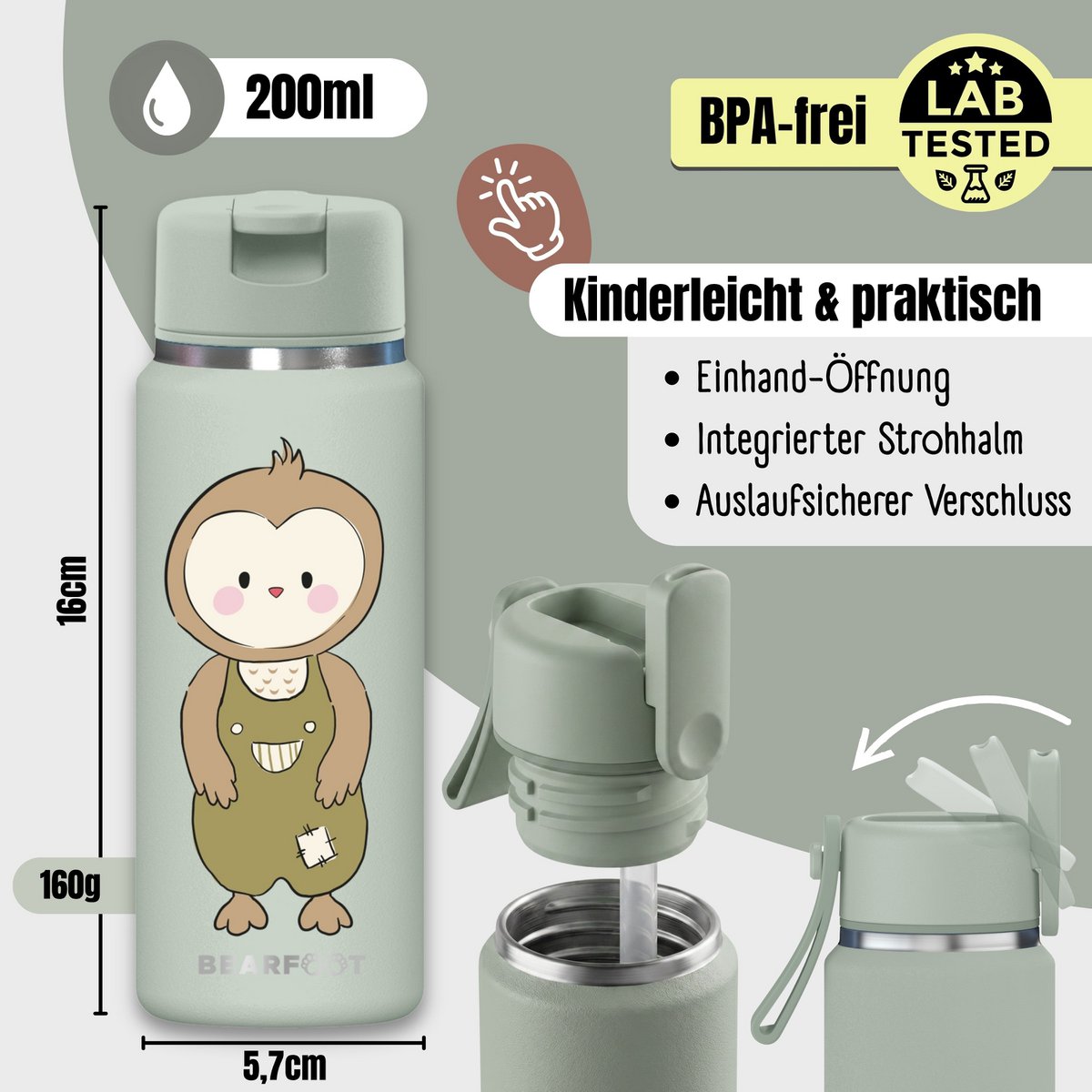 TINY Thermo kinderdrinkfles RVS - uil
