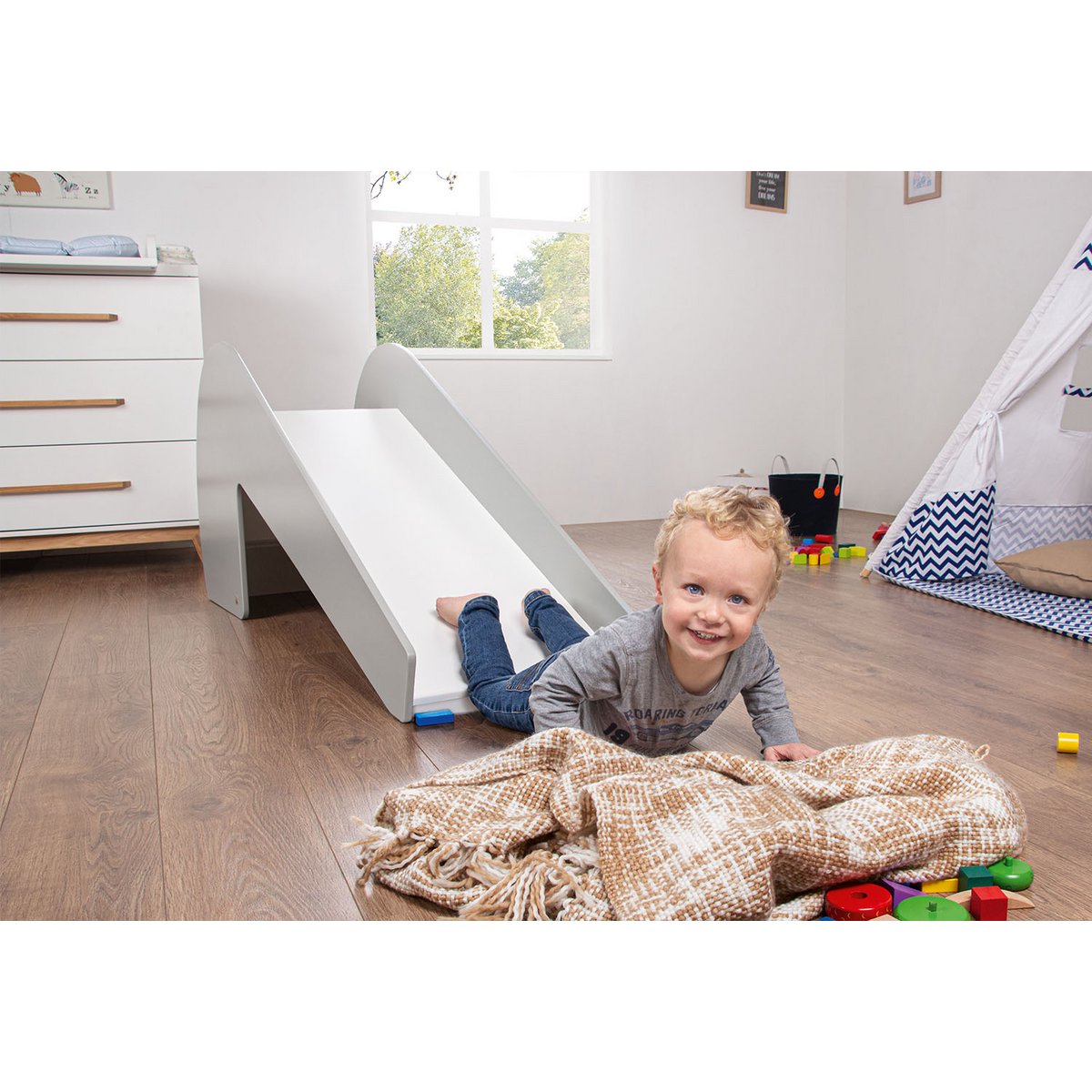 Pinolino Indoor Glijbaan Lotta – Grijs/Wit