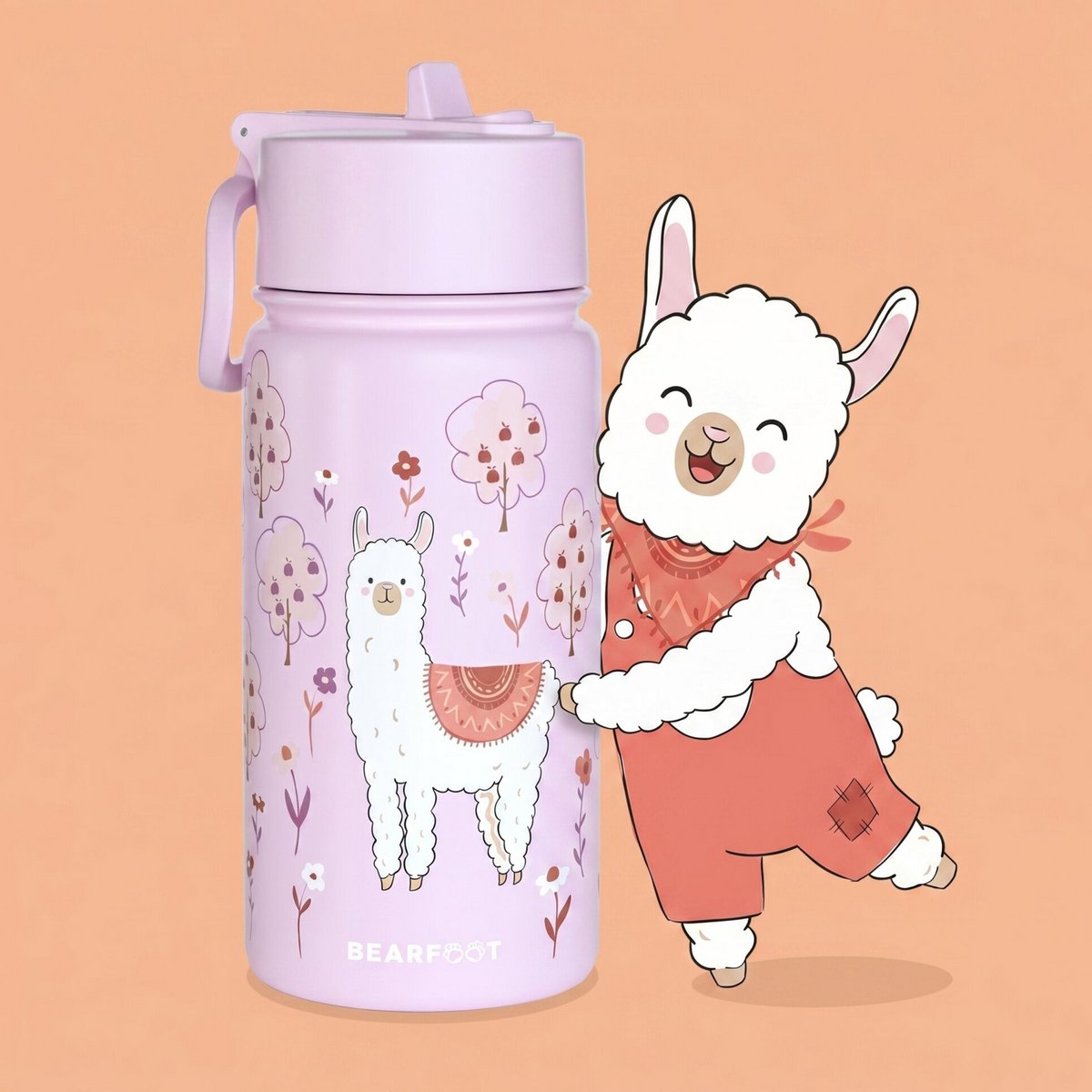 Thermo kinderdrinkfles RVS - lama paars