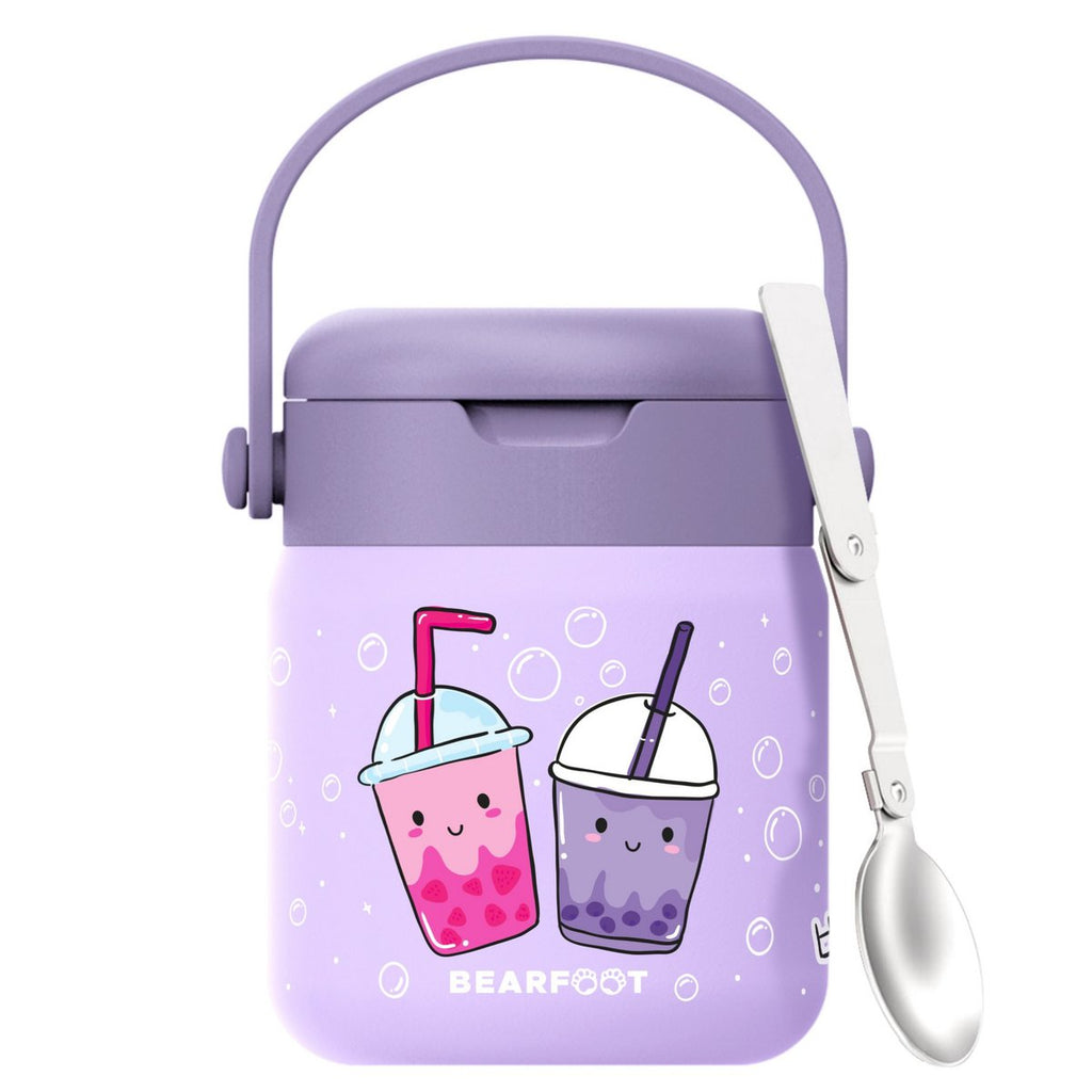Thermoscontainer kinder RVS - Bubble Tea paars