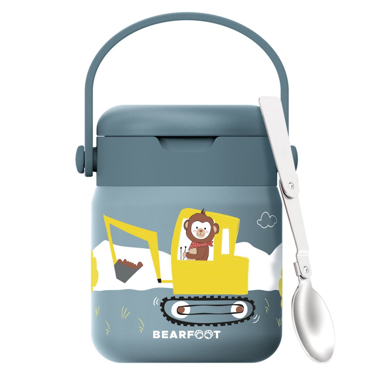 Thermoscontainer kinder RVS - graafmachine blauw