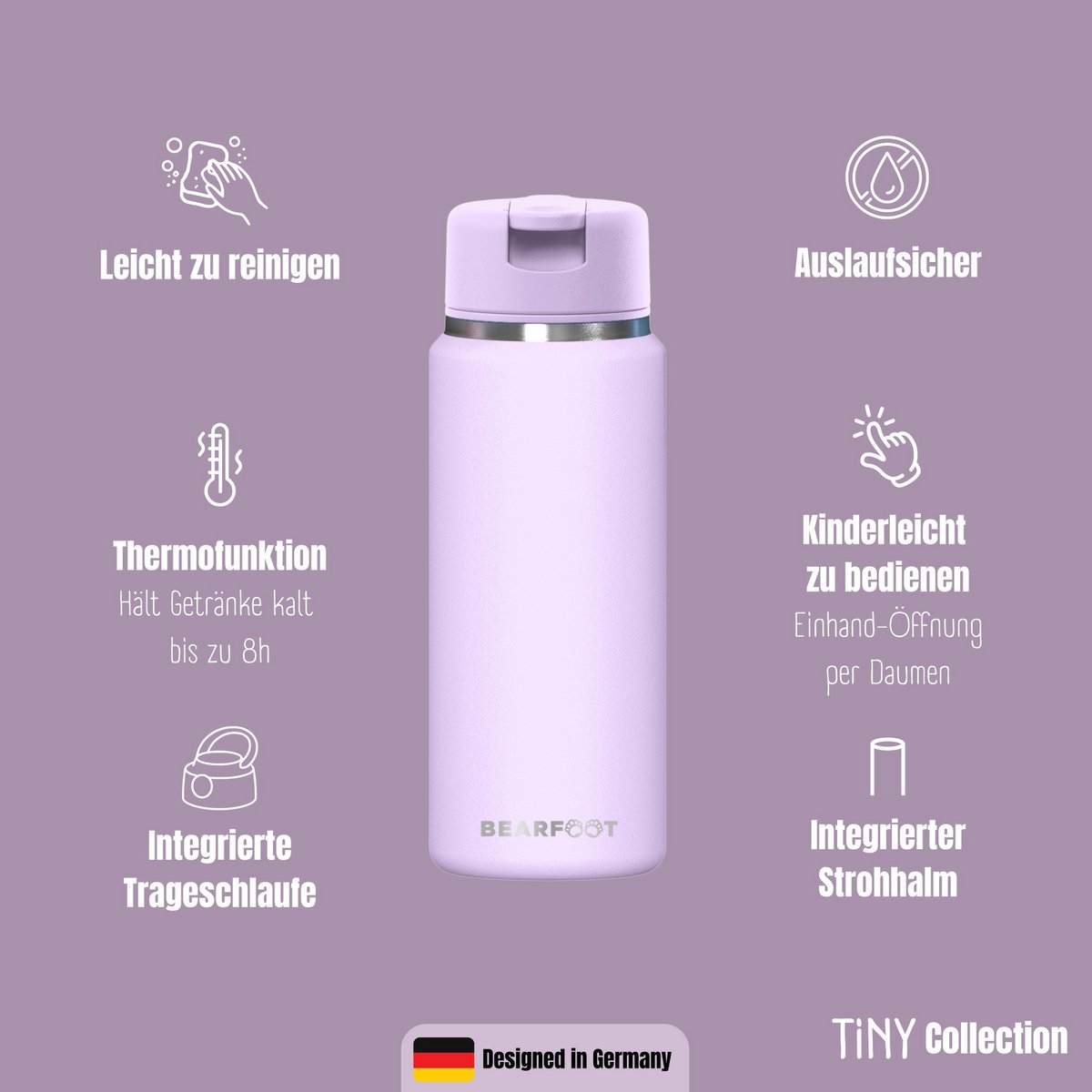 TINY Thermo Kinderdrinkfles RVS - Paars