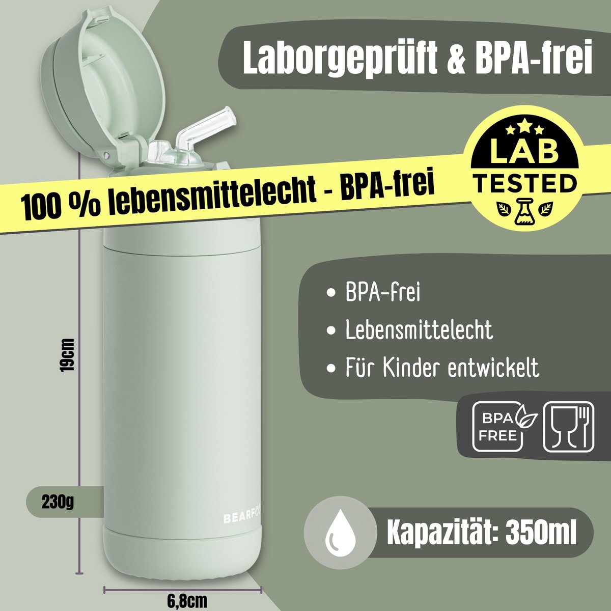 Thermo kinderdrinkfles RVS - groen