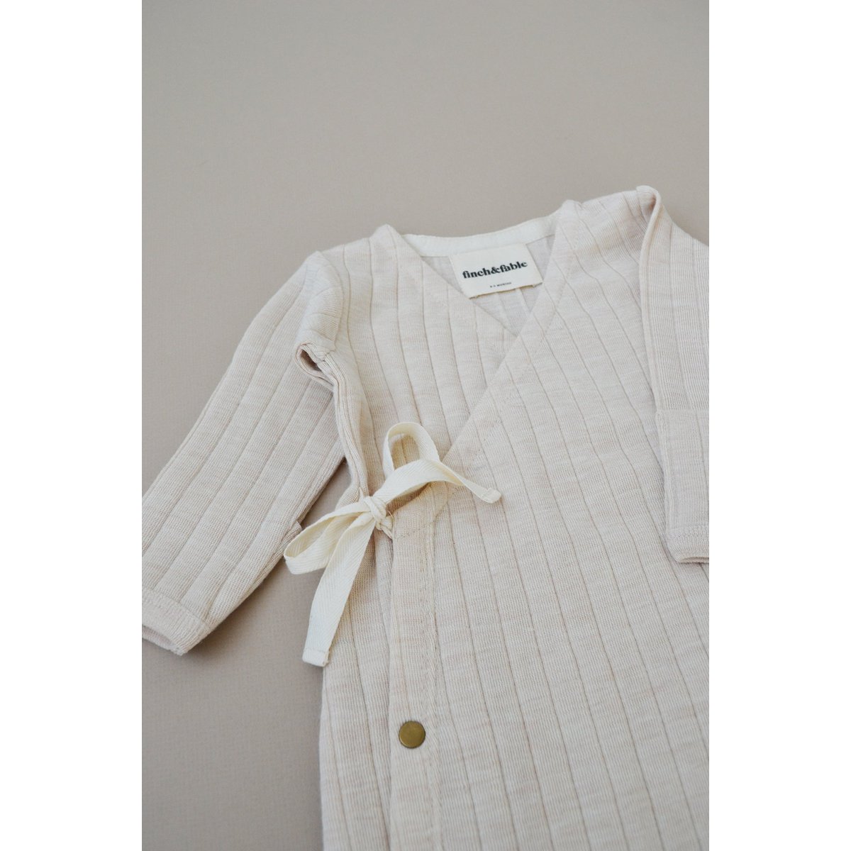 Wollen Rib Kimono Jurk - Haver
