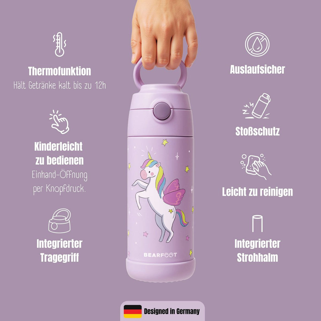Thermo kinderdrinkfles RVS - eenhoorn paars