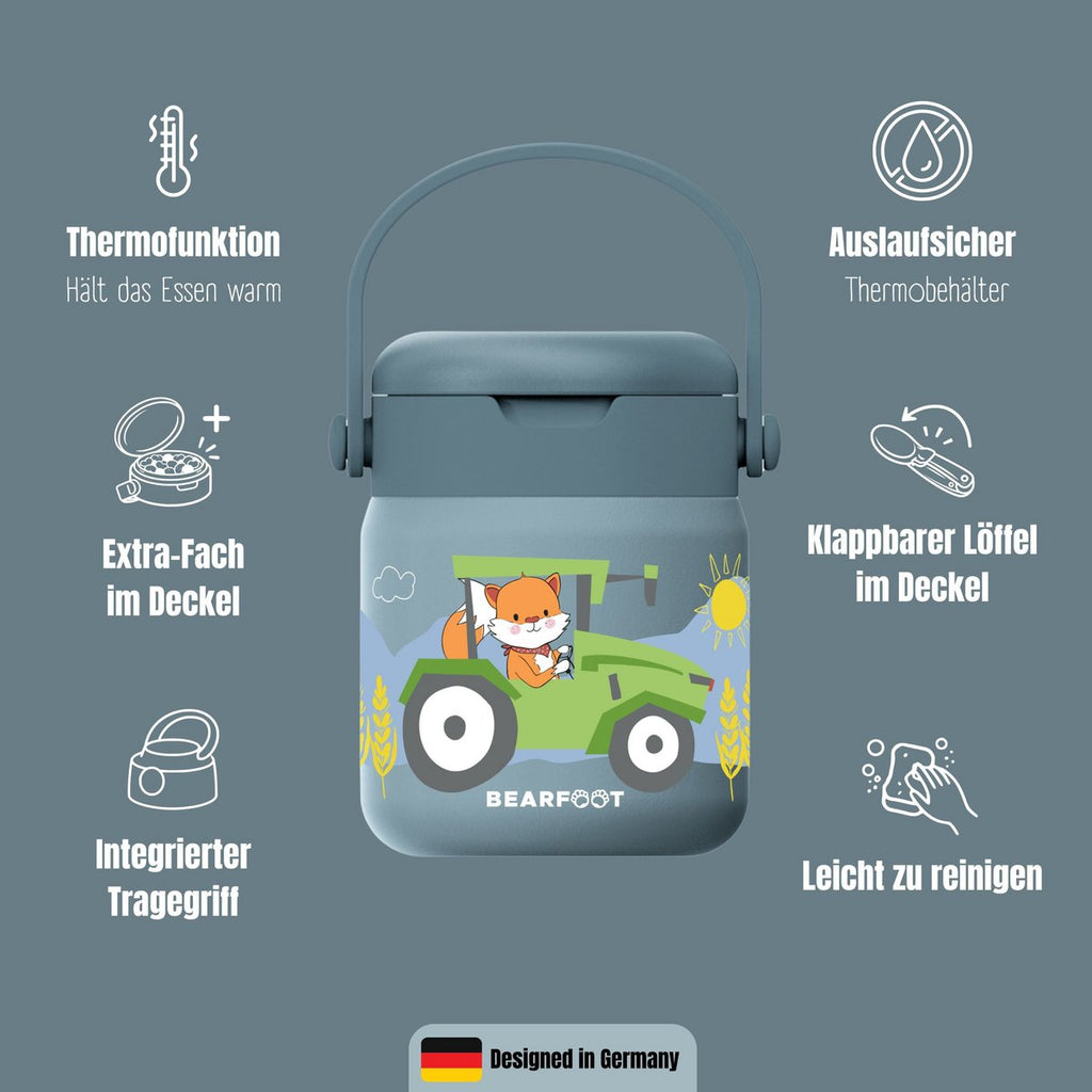 Thermoscontainer kinder RVS - tractor blauw