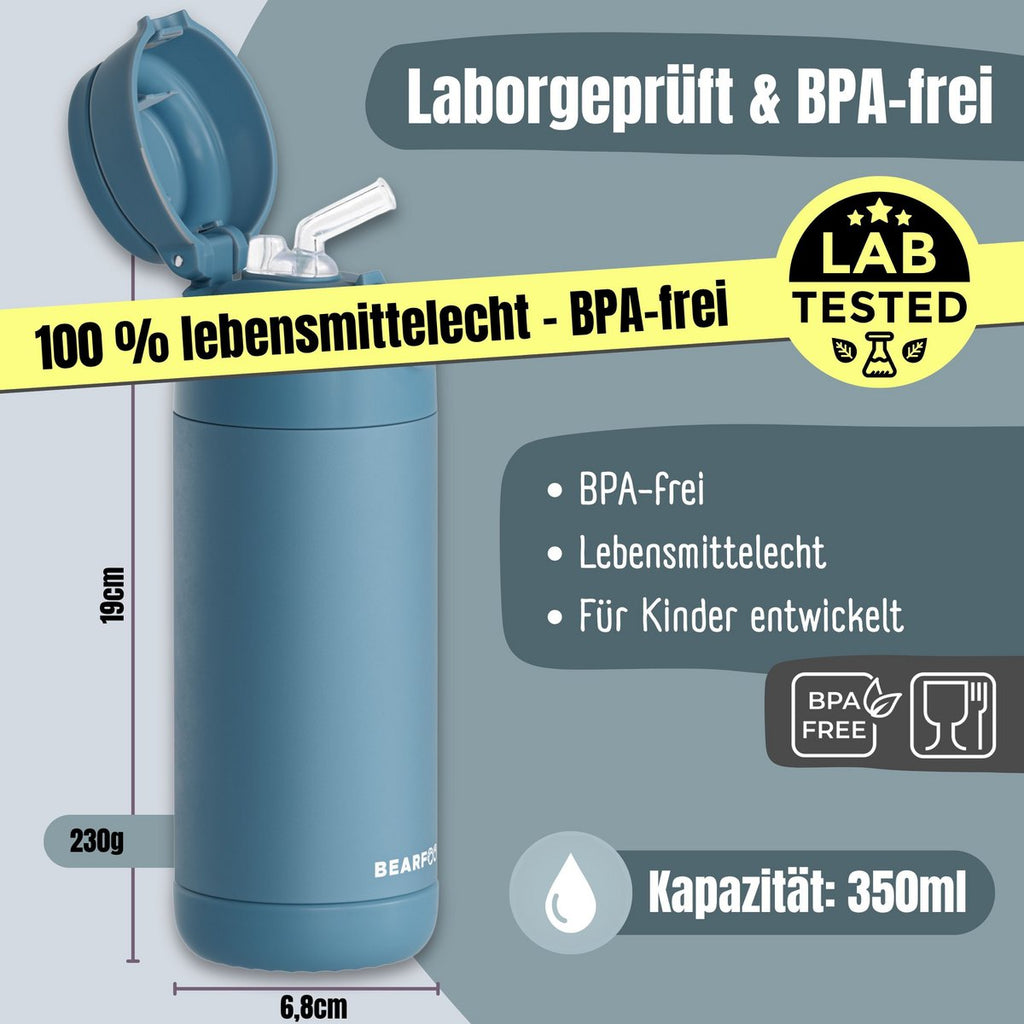 Thermo kinderdrinkfles RVS - blauw