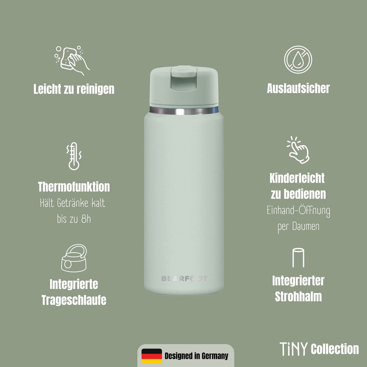 TINY Thermo Kinderdrinkfles RVS - Groen
