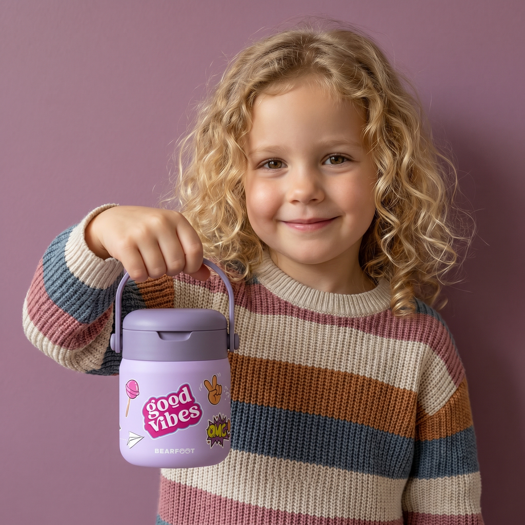 Thermoscontainer kinder RVS - sticker paars