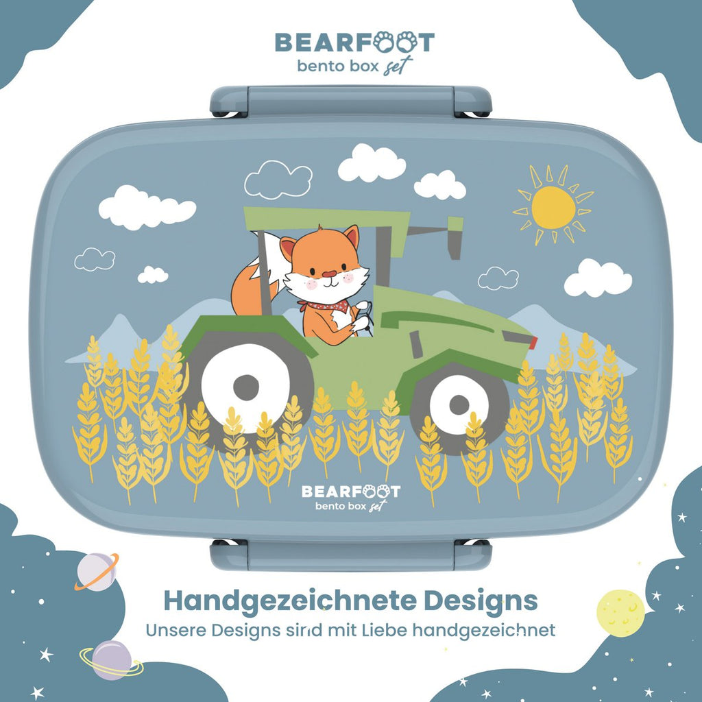 Kinderlunchbox met vakken, licht en lekvrij - tractor