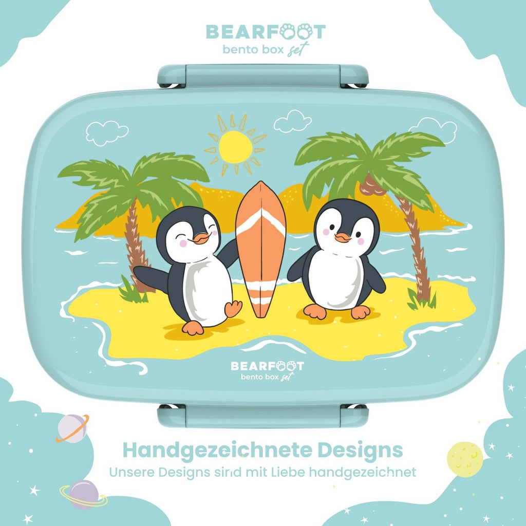 Kinderlunchbox met vakken, licht en lekvrij - pinguïn