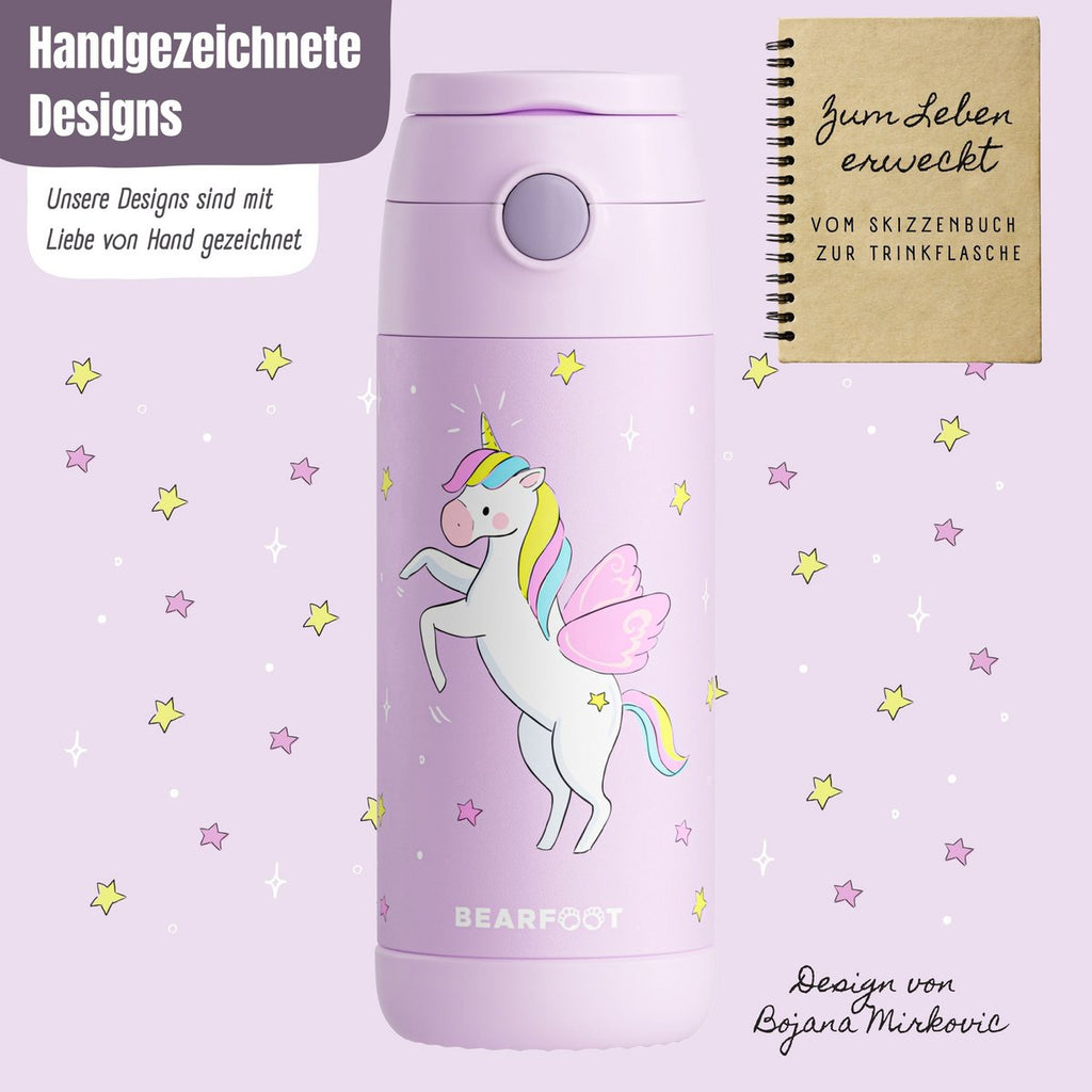 Thermo kinderdrinkfles RVS - eenhoorn paars