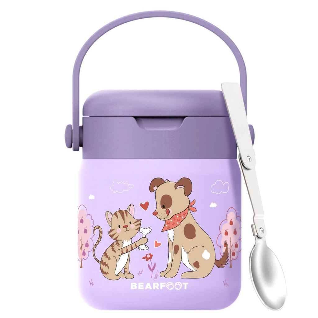 Thermoscontainer kinder RVS - hond & kat paars
