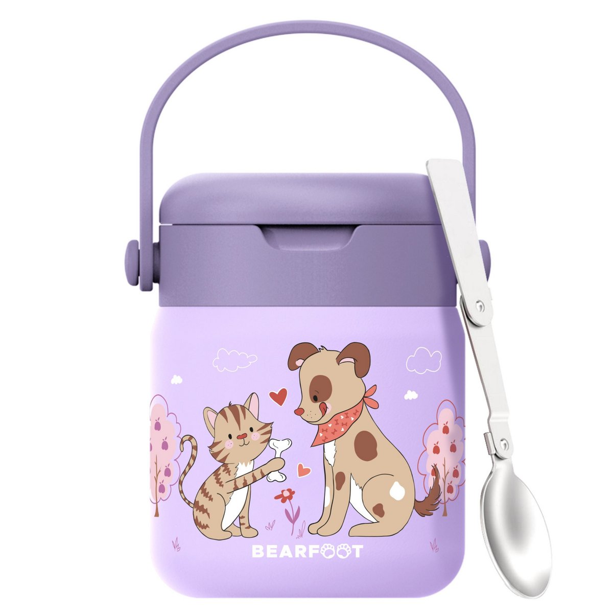 Thermoscontainer kinder RVS - hond & kat paars