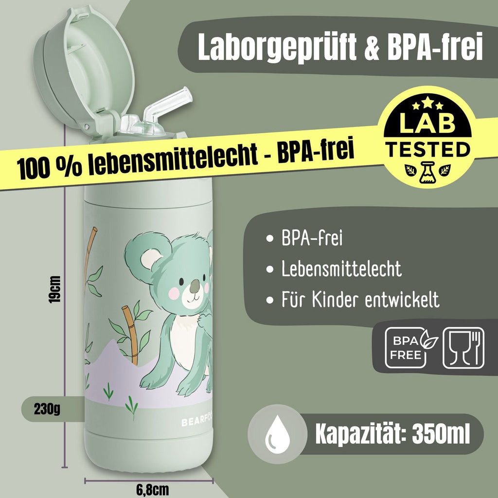 Thermo kinderdrinkfles RVS - Koala groen