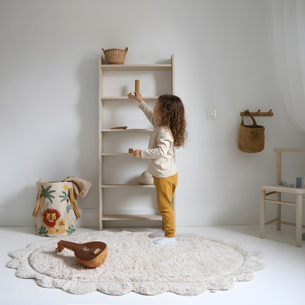 Ovale tapijt voor kinderen geschud met Marisa écru