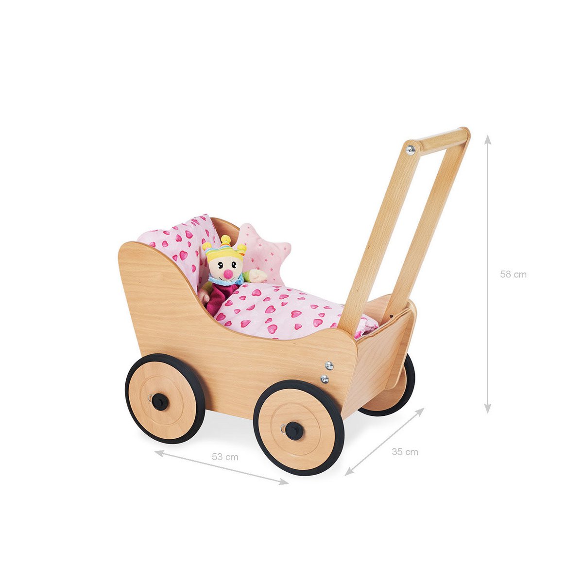 Houten poppenwagen retro