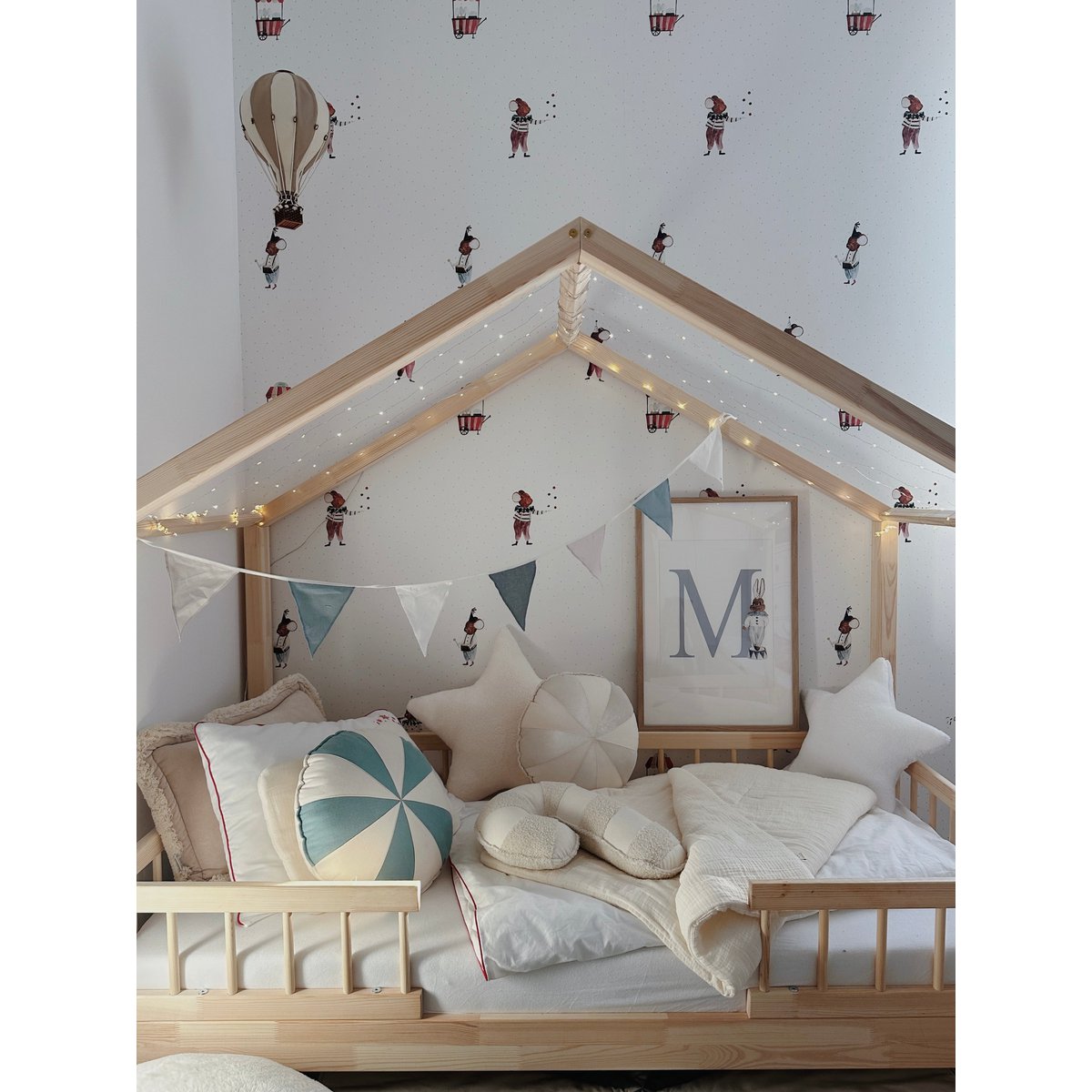 Moi Mili Bouclé Sierkussen Candycane – Wit lam