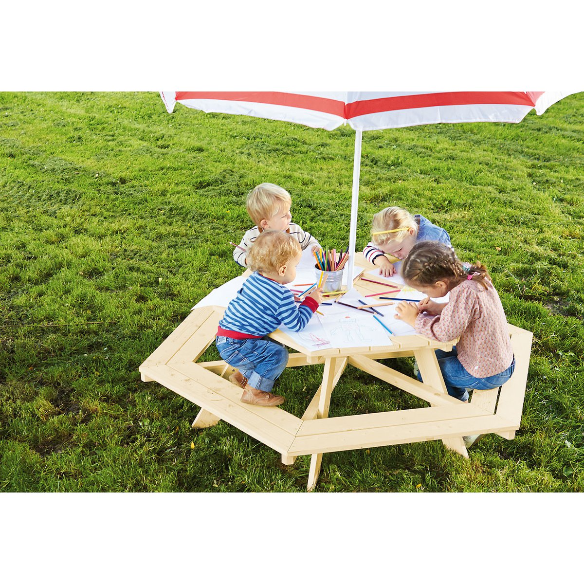 Pinolino Kinderpicknickbank Nicki voor 6 – Naturel