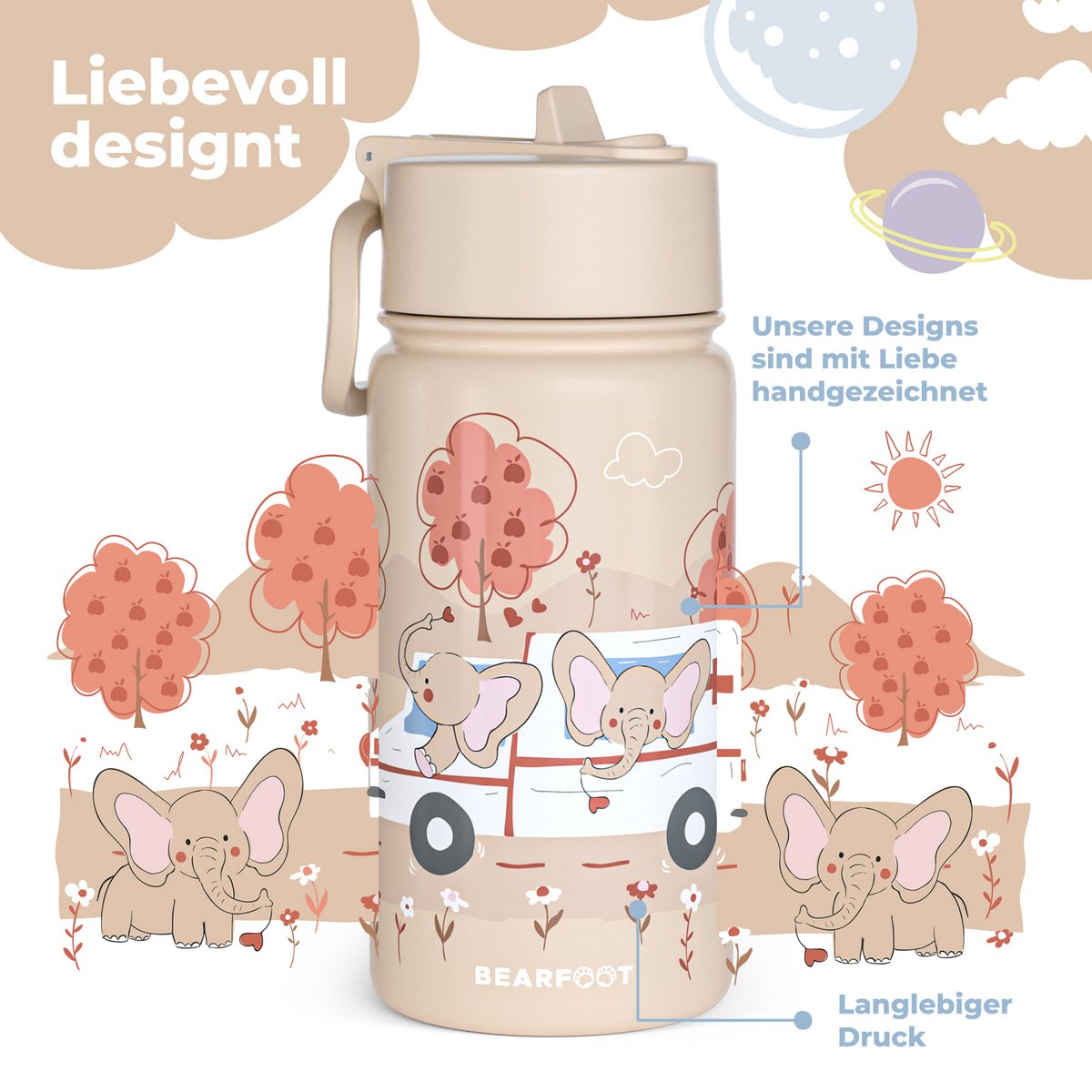 Thermo kinderdrinkfles RVS - ambulance bruin