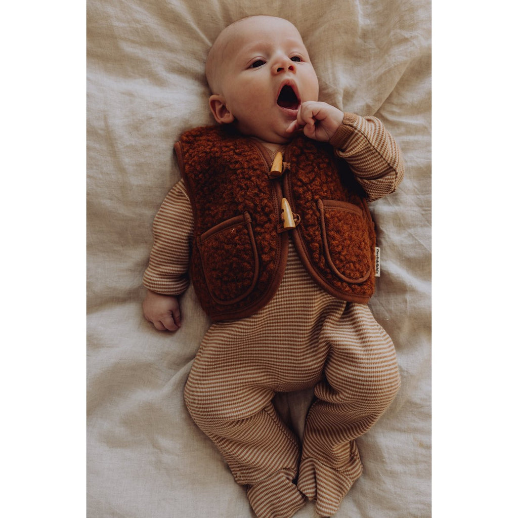 Wollen sherpavest - Kastanje