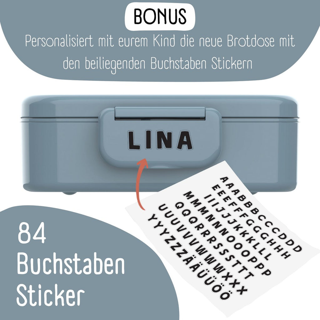 Kinderlunchbox met vakken, lekvrij - sticker, blauw
