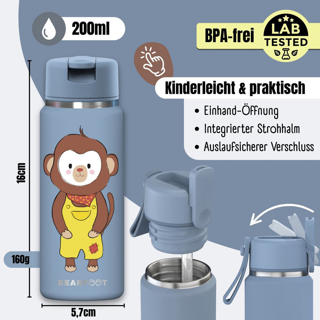 TINY Thermo kinderdrinkfles RVS - aap