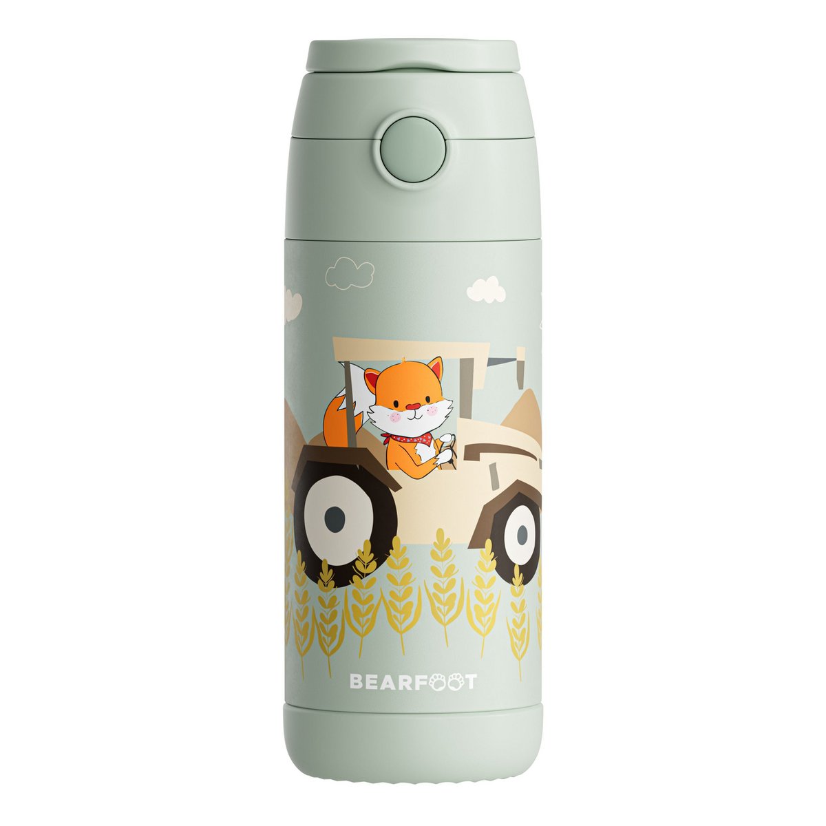 Thermo kinderdrinkfles RVS - tractor groen