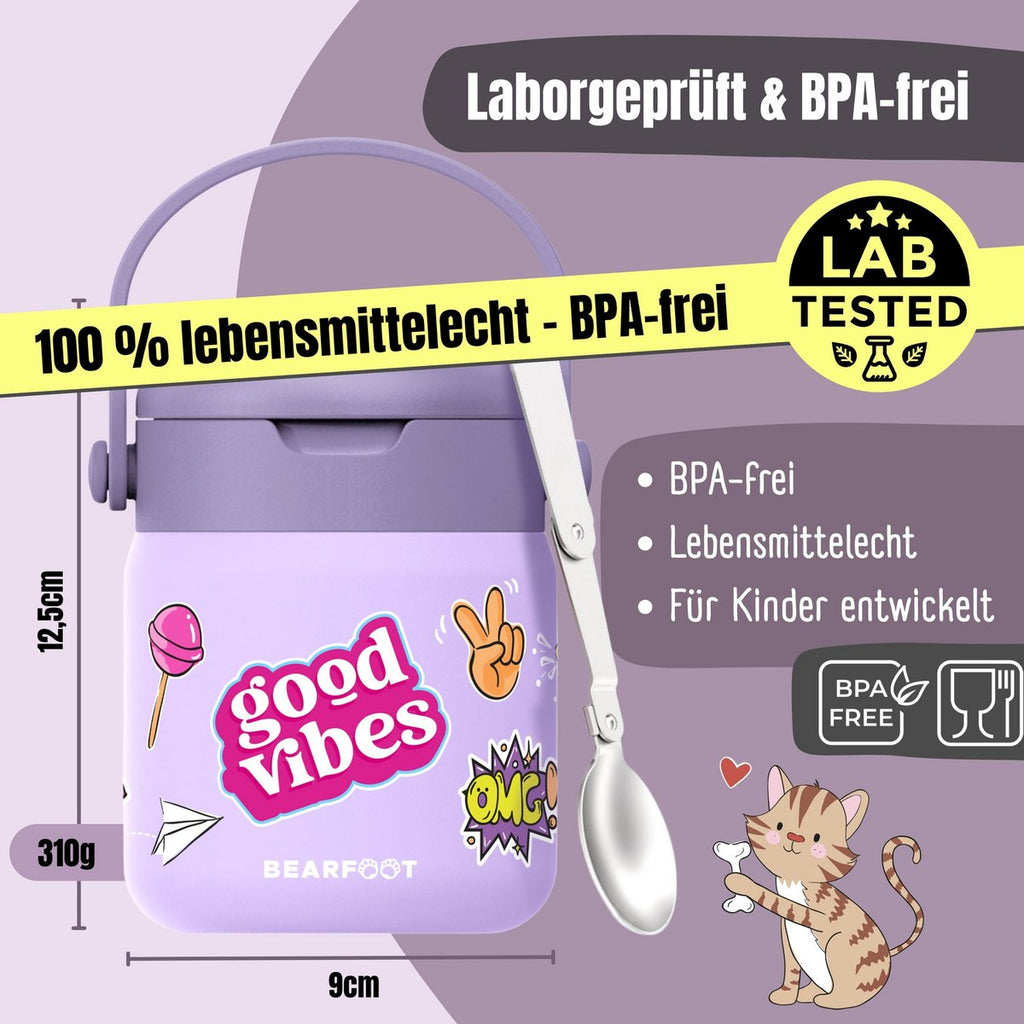 Thermoscontainer kinder RVS - sticker paars