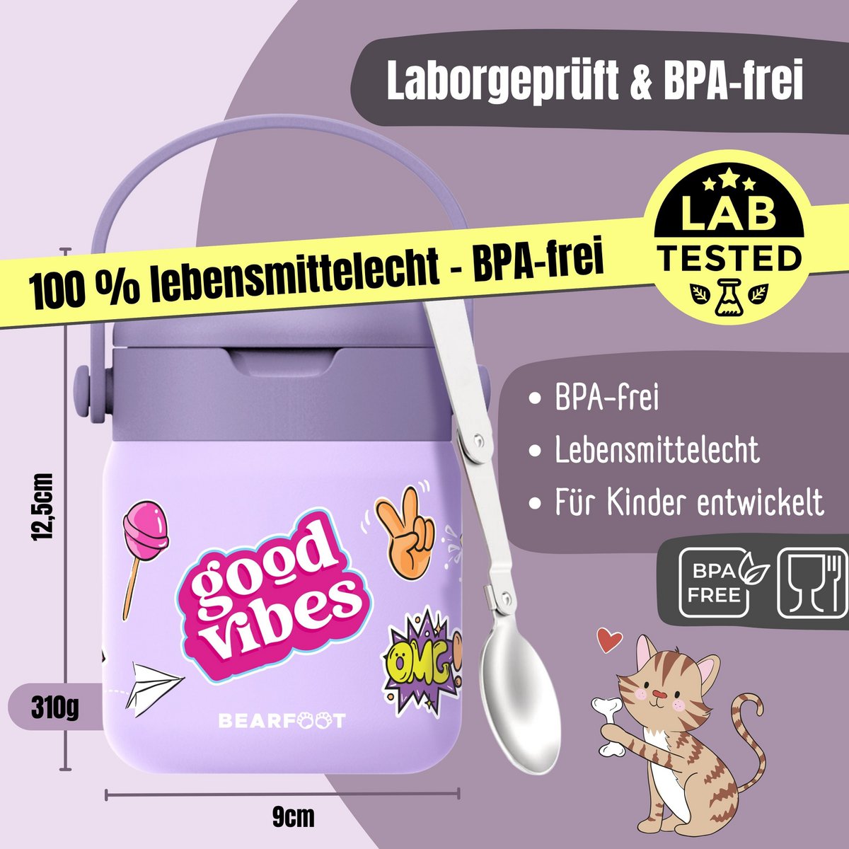 Thermoscontainer kinder RVS - sticker paars
