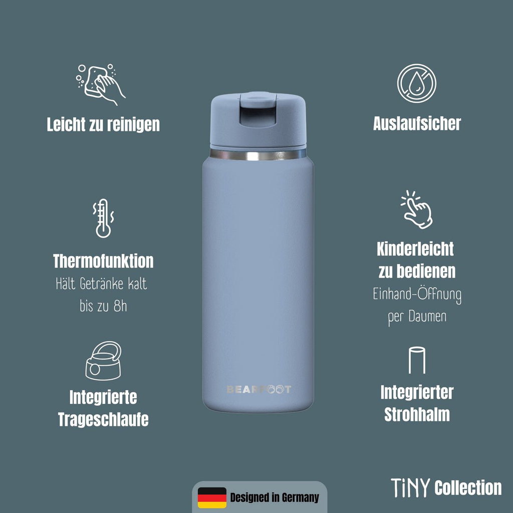 TINY Thermo kinderdrinkfles RVS - blauw