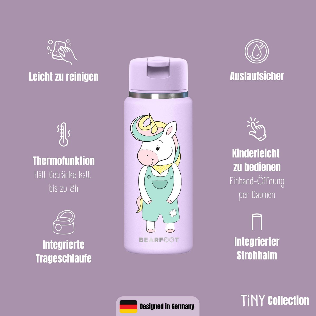 TINY Thermo kinderdrinkfles RVS - eenhoorn