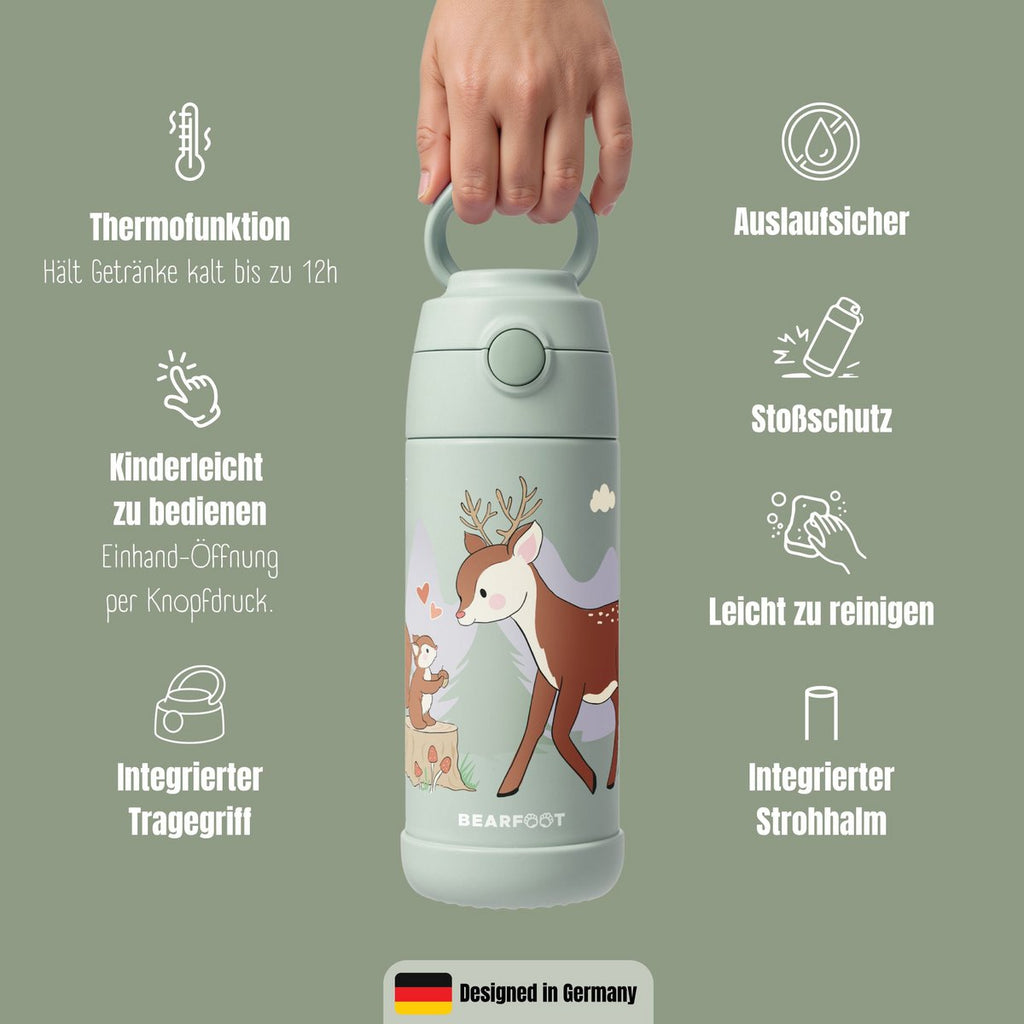 Thermo kinderdrinkfles RVS - hertgroen