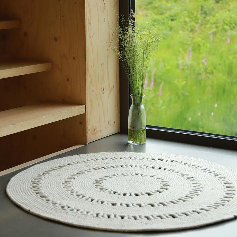Round Openwork gezellige wollen tapijt Bibek Natural M