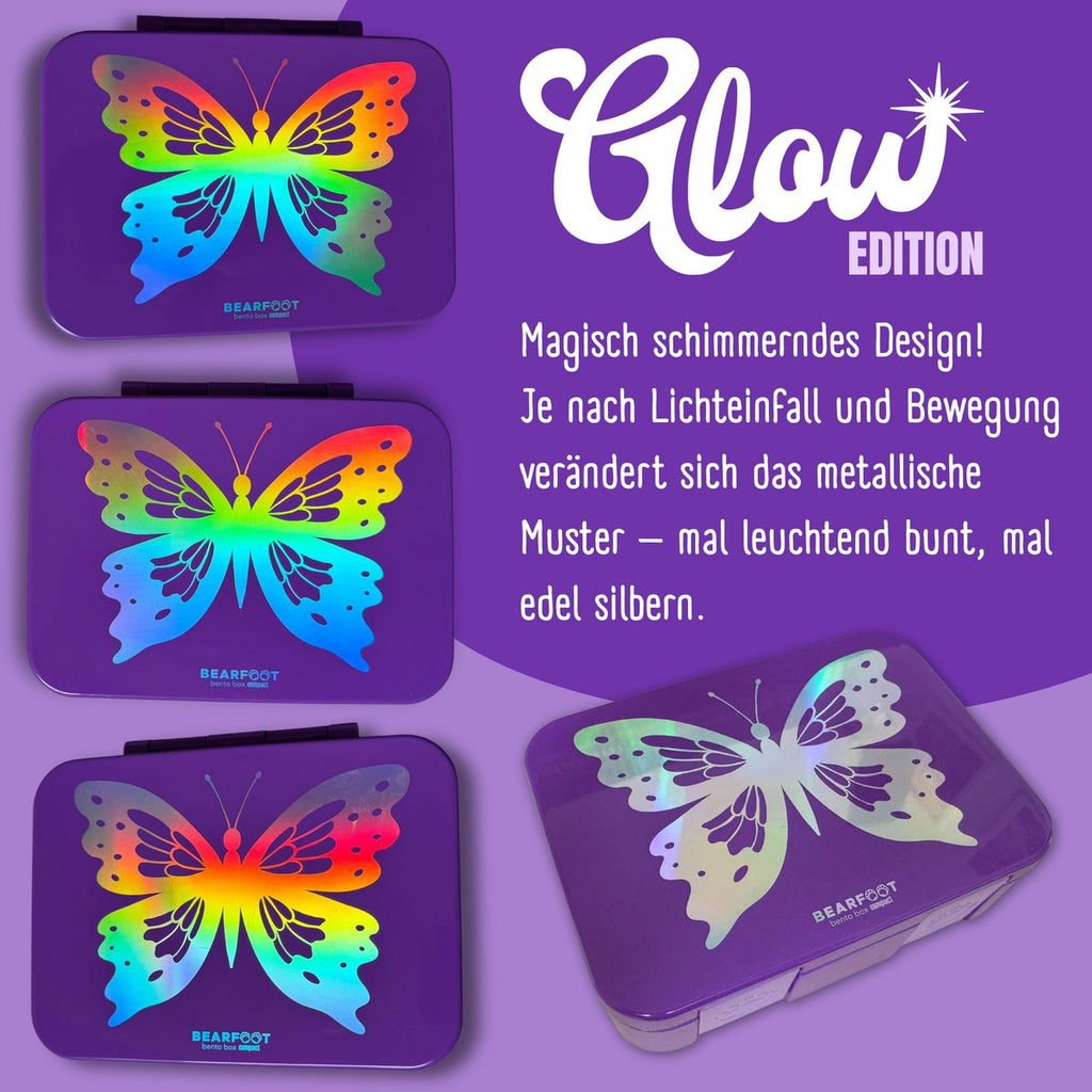 Lunchbox met vakken, lekvrij - Butterfly GLOW