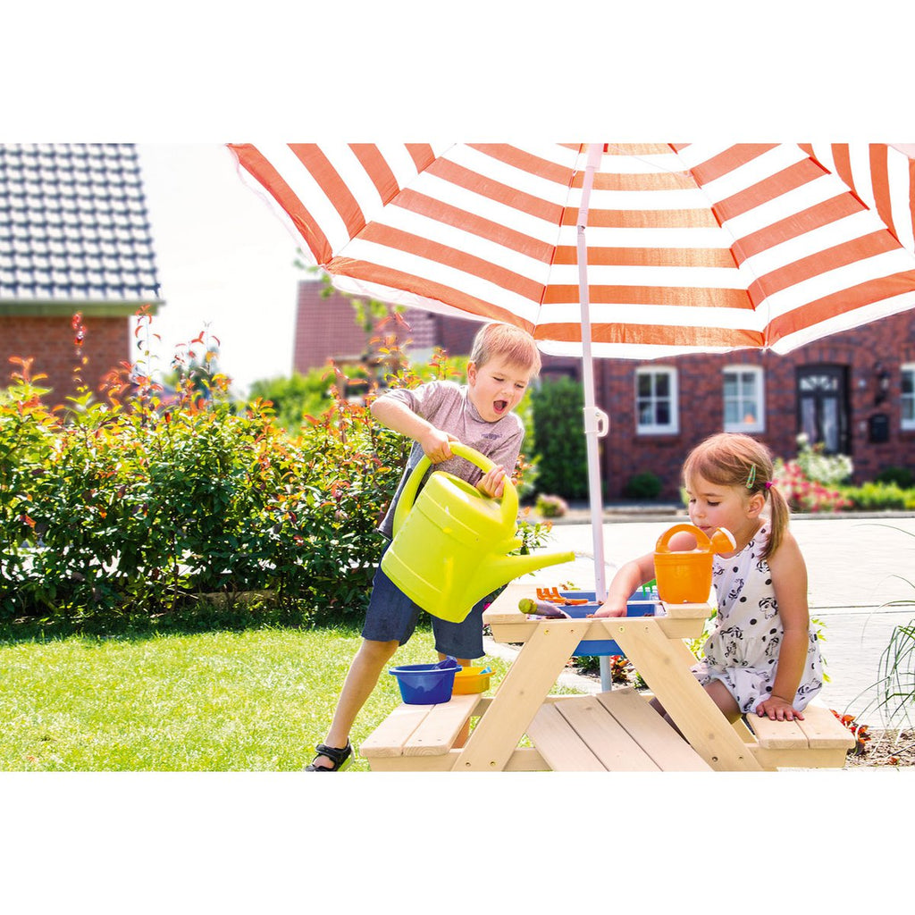 Pinolino Kinderpicknickbank Nicki voor 4 – met Zand- & Waterbak – Naturel