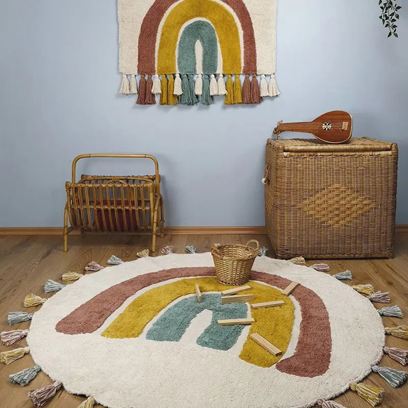 RAINBOW regenboog kindertapijt met pompons