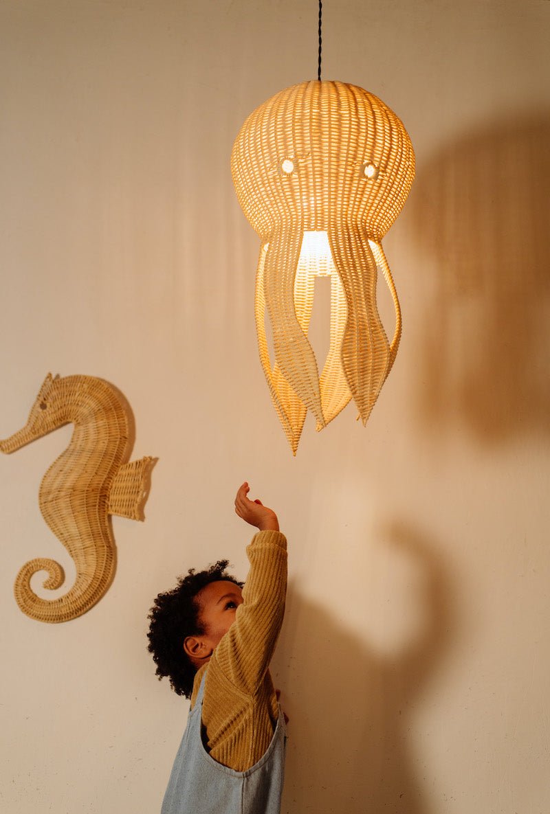 Handgemaakte rotan dierenkop van Studio Wildbloom, natuurlijke wanddecoratie voor kinderkamer