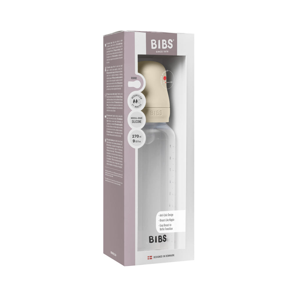 BIBS Babyfles glas/siliconen medium flow 225ml