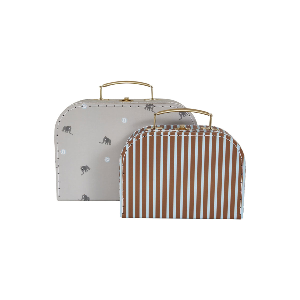 OYOY Mini Koffertjes Elephant & Stripe – Set van 2