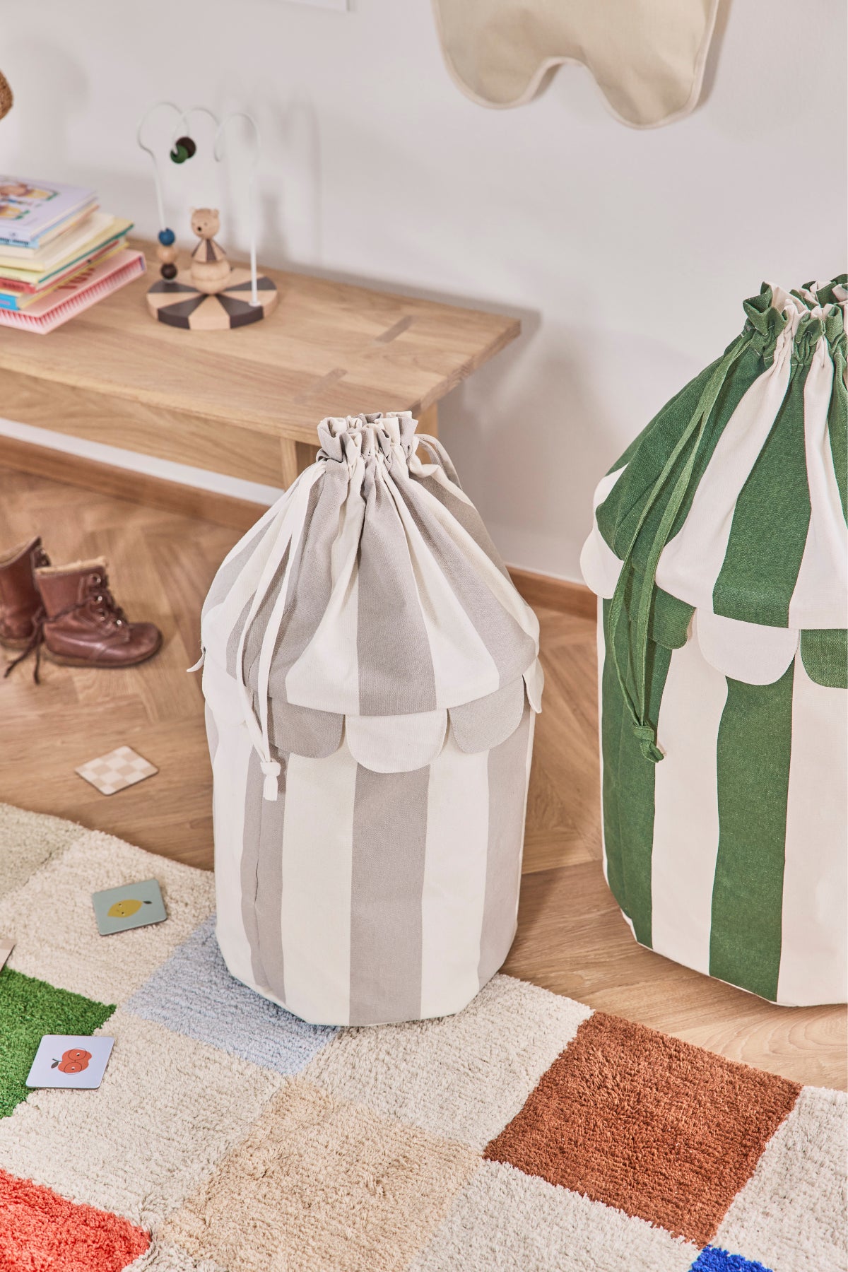 Circus baskets - Set/2 groen beige